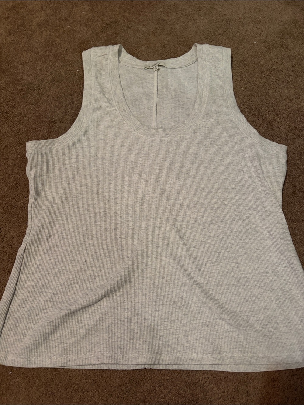 Z Supply Light Gray Ribbed Scoop Neck Tank